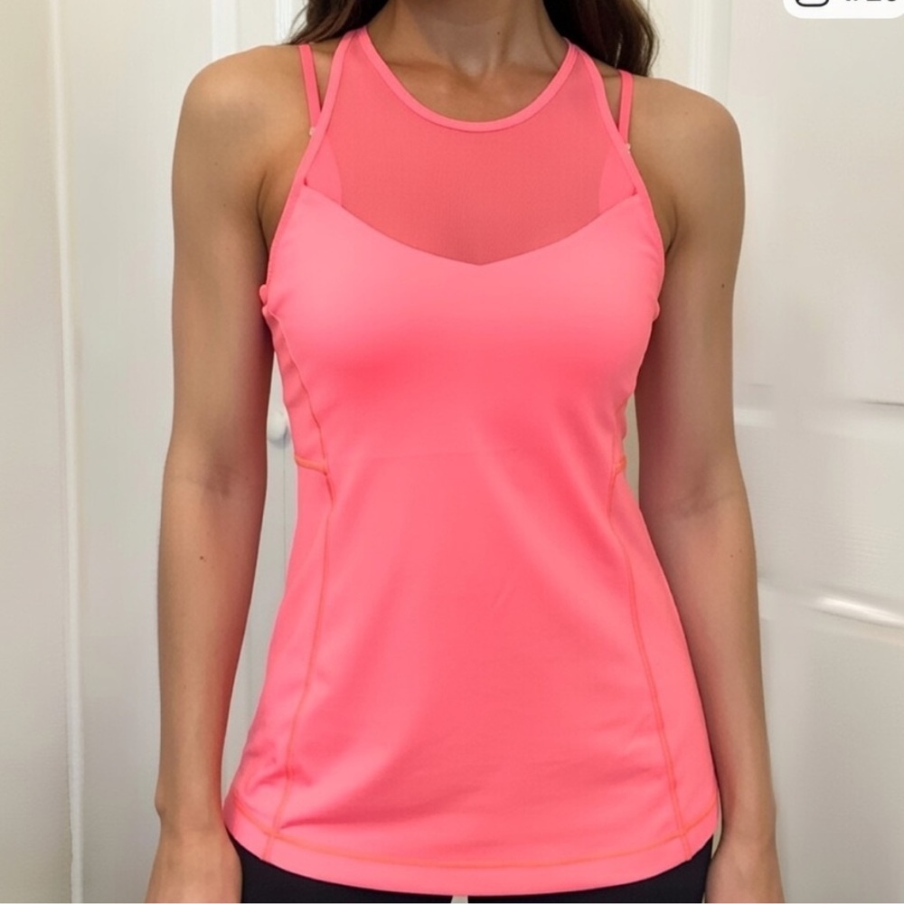 Lululemon Bright Pink Mesh Panels workout tank Top sz 6